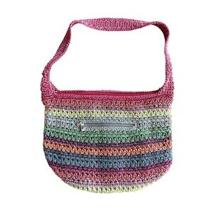 The Sak Multicolor Rainbow Striped Crochet Tote Shoulder Bag